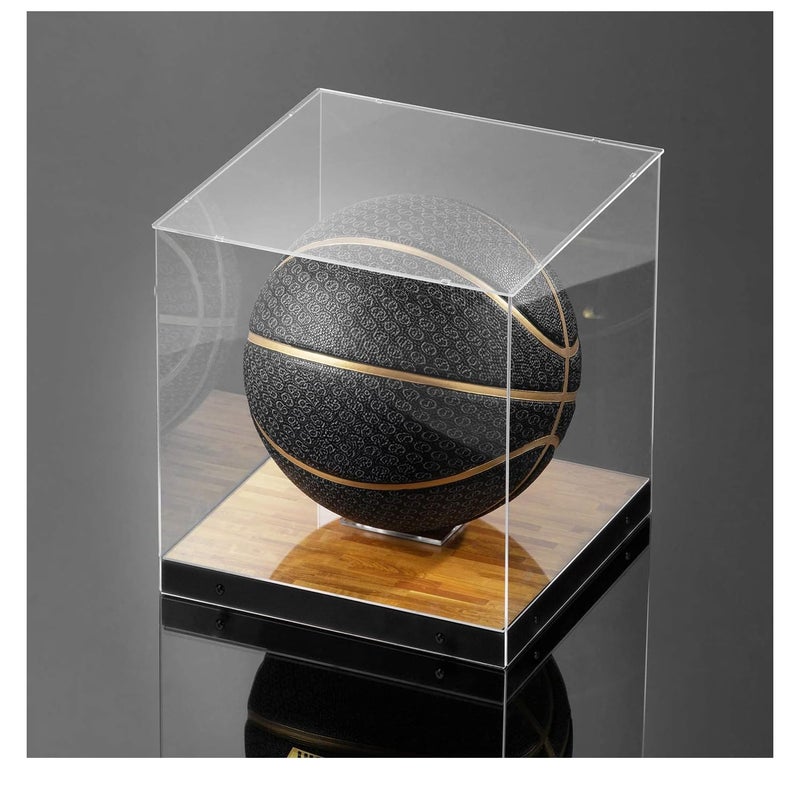 J JACKCUBE DESIGN Basketball Display Case Stand with Wooden Base, Clear Storage for Collectible Sports Memorabilia Holder Cube Case, Autograph Ball Standing Display, Floor (Printing) - MK342SS - Image 3